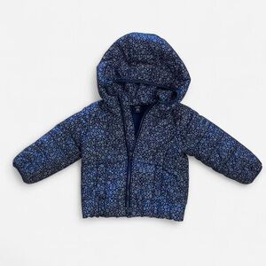 BabyGap Navy Floral Hooded Puffer Jacket